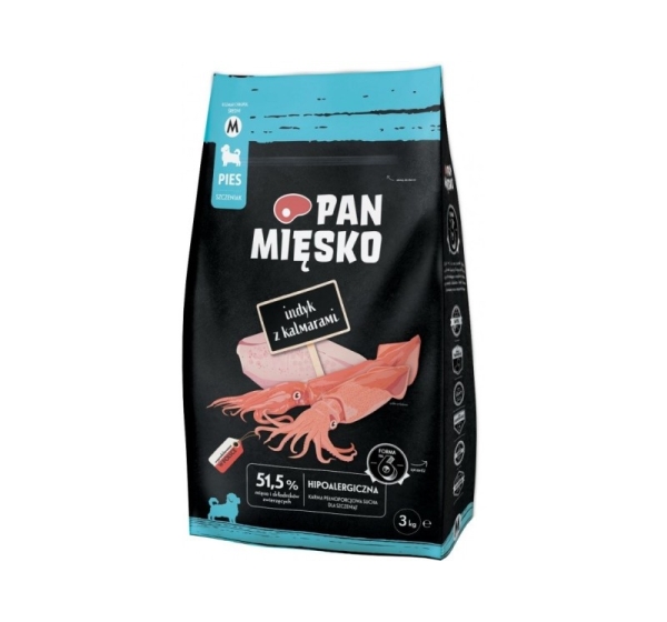 PAN MIĘSKO Puppy Turkey with calamari M - dry dog food - 3kg