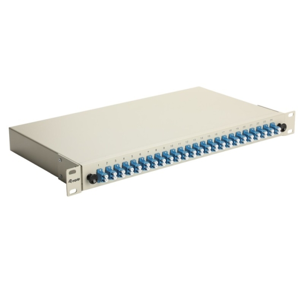 Equip 24-Port Fiber Optic Splice Box, LC Duplex, OS2, 1U, Equipped, Grey