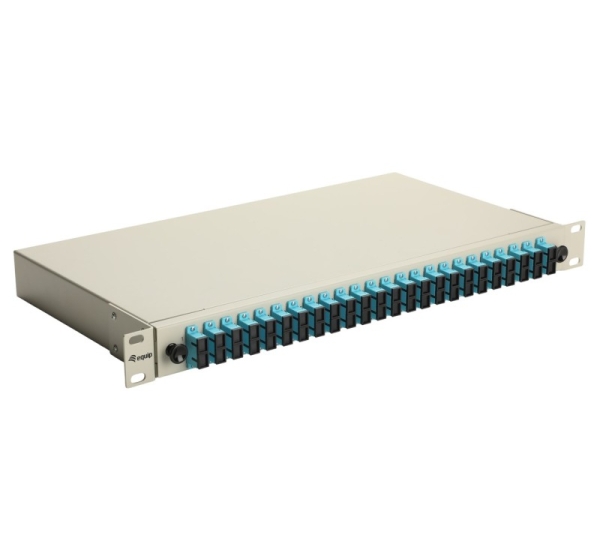 Equip 24-Port Fiber Optic Splice Box, SC Duplex, OM3, 1U, Equipped, Grey