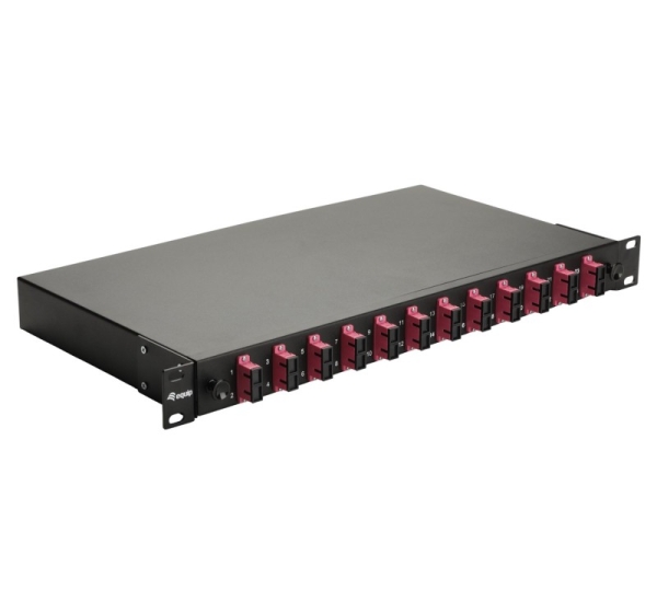 Equip 12-Port Fiber Optic Splice Box, SC Duplex, OM4, 1U, Equipped, Black