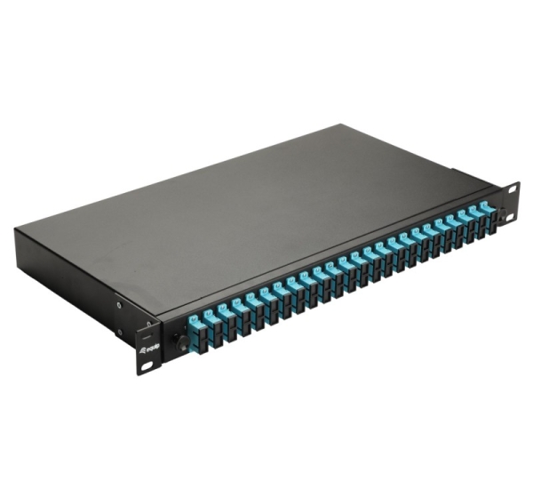 Equip 24-Port Fiber Optic Splice Box, SC Duplex, OM3, 1U, Equipped, Black