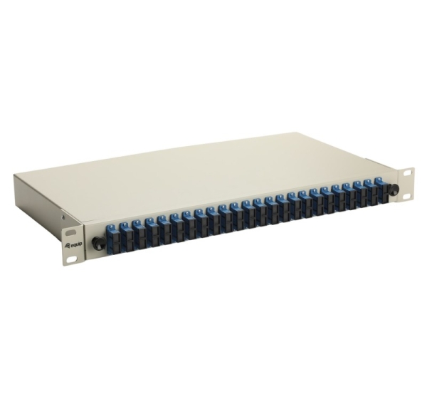 Equip 24-Port Fiber Optic Splice Box, SC Duplex, OS2, 1U, Equipped, Grey