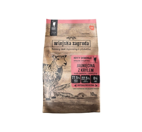 WIEJSKA ZAGRODA Lamb with krill - dry cat food - 10kg