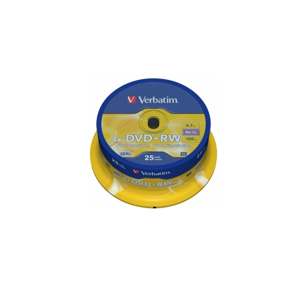 Matricas DVD+RW SERL Verbatim DLP 4.7GB 4x 25 Pack Spindle