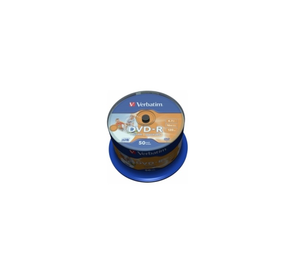 Matricas DVD-R AZO Verbatim 4.7GB 16x Wide Printable non ID,50 Pack Spindle