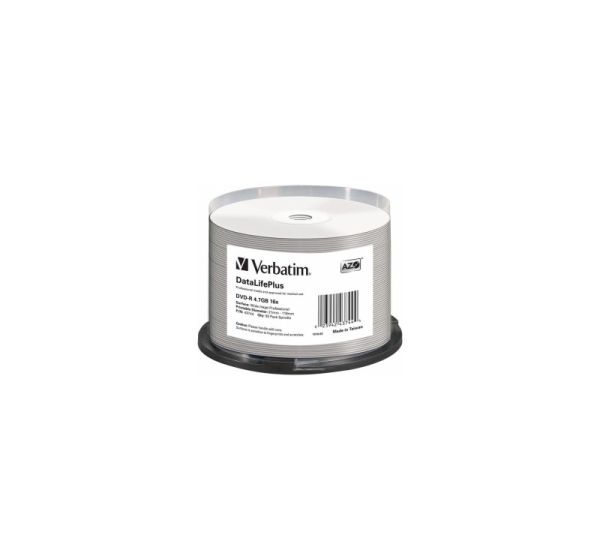 Matricas DVD-R AZO Verbatim 4.7GB 16x Wide Printable non ID,50 Pack Spindle
