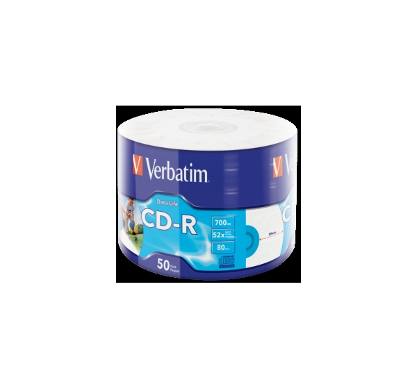 Matricas CD-R Verbatim Data Life 700MB 1x-52X Inkjet Printable 50 Pack Wrap Spindle