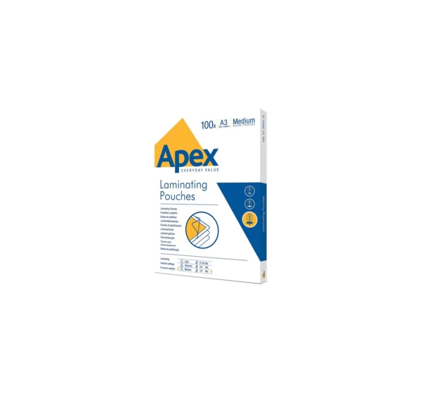 Laminēšanas plēve Fellowes APEX 100gab Glossy A3 Medium