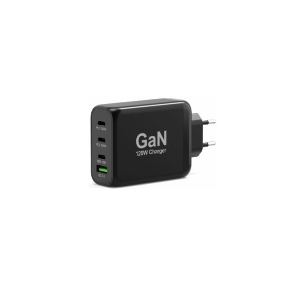 Lādētājs Port Power Delivery and Quick Charge 120W GaN USB-C & USB-A Black