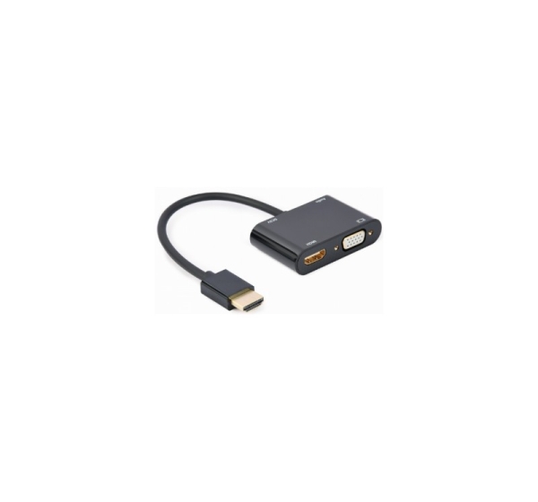 Adapteris Gembird HDMI Male - HDMI Female + VGA female + Audio Cable Black