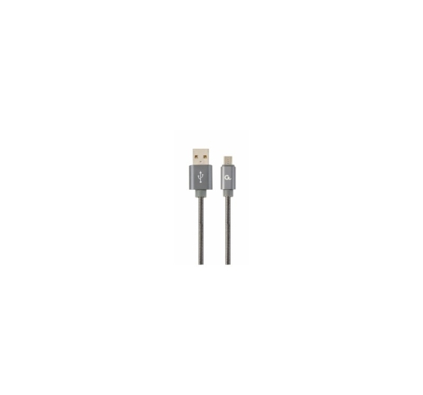 Gembird USB Male - Micro USB Male Premium spiral metal 1m Metallic Grey