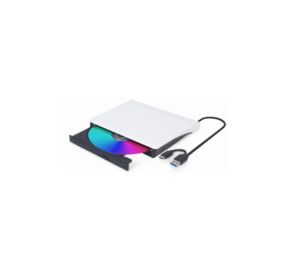 Ārējais diskdzinis Gembird External USB CD DVD drive White
