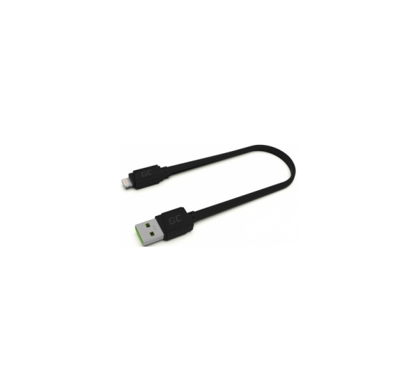 Kabelis Green Cell USB-A Male - Lightning Male with Fast Charging 25cm Black