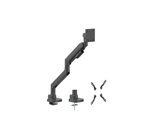 Heavy-Duty Single Monitor 24"-57" Gas Spring Arm Mount, Black