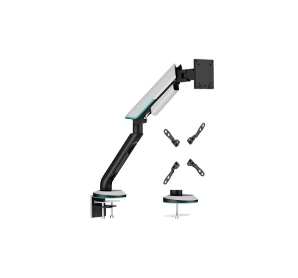 Heavy-Duty Single Monitor 24"-57" Gas Spring Arm Mount, Gray