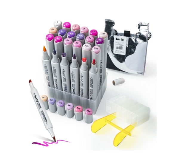 Double-sided Marker Pens ARRTX Oros, 24 Colours, purple tone shade