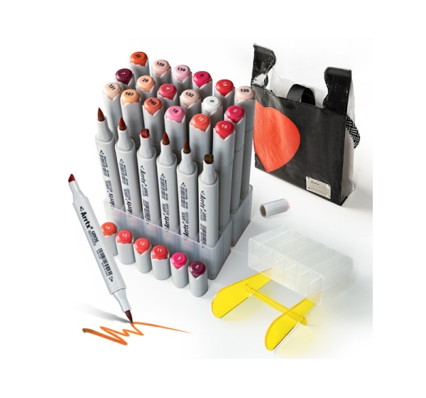 Double-sided Marker Pens ARRTX Oros, 24 Colours, red tone shade