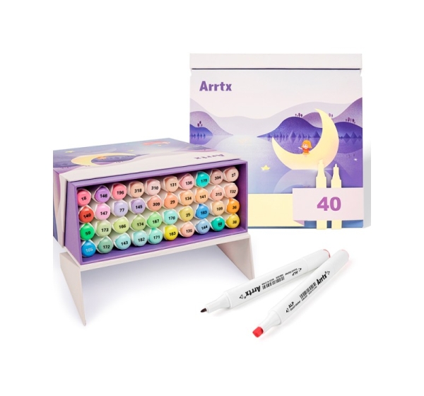 Double-sided Marker Pens ARRTX Alp, 40 Colours, pastel tone shade