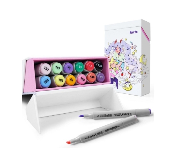 Double-sided Marker Pens ARRTX Oros, 12 Colours, pastel tones