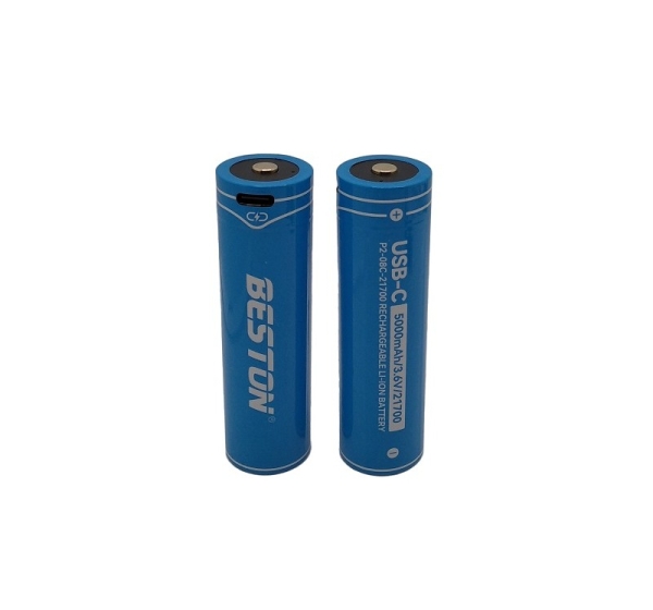 Rechargeable 21700 Size Battery with USB-C Port, 3.6V, 5000mAh, Li-Ion, 2pcs