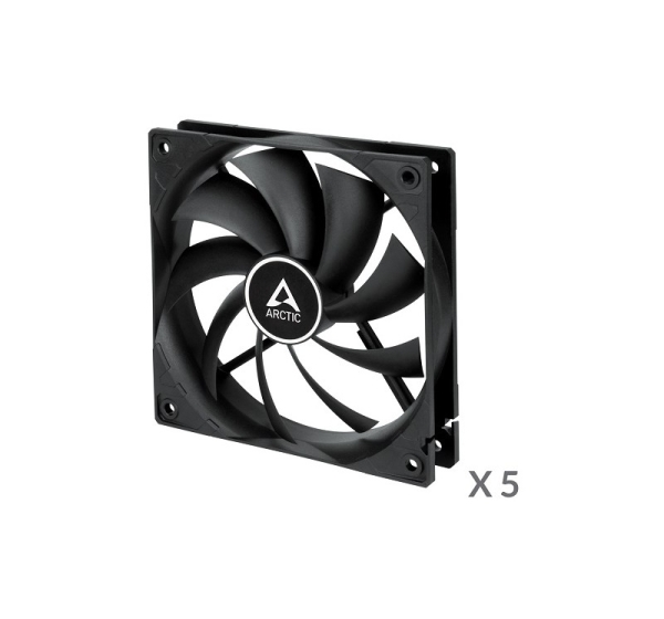 ARCTIC F12 PWM Case Fan, 4-pin, 120mm, Black, 5 pcs