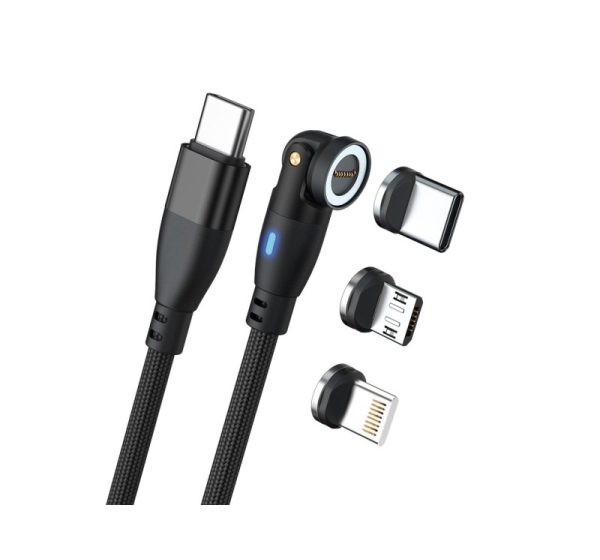RealPower Magnetic cable 100 Watt,1m,black mit Adaptern