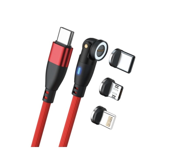 RealPower Magnetic cable 100 Watt,1m,rot mit Adaptern