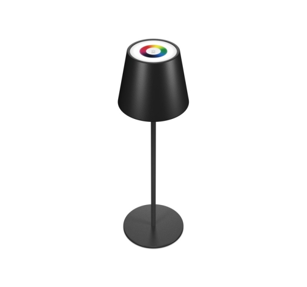RealPower LED-RGB Tischlampe dimmbar mit Akku,schwarz