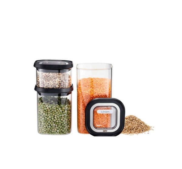GEFU 12807 Rectangular Set 1.4 L Black, Transparent 3 pc(s)