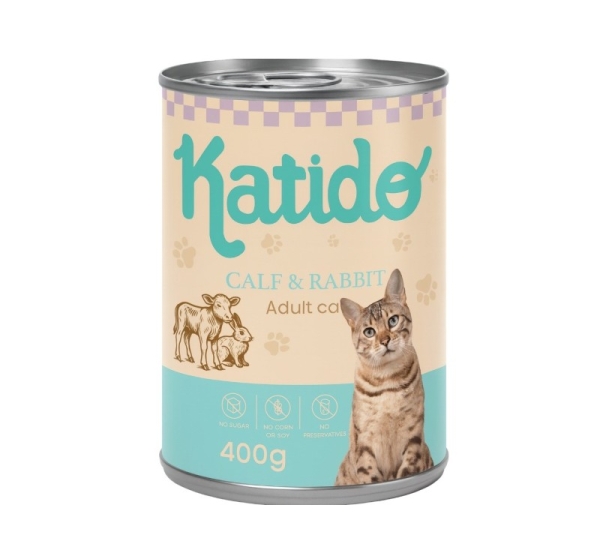 KATIDO Calf with rabbit - wet cat food - 400g