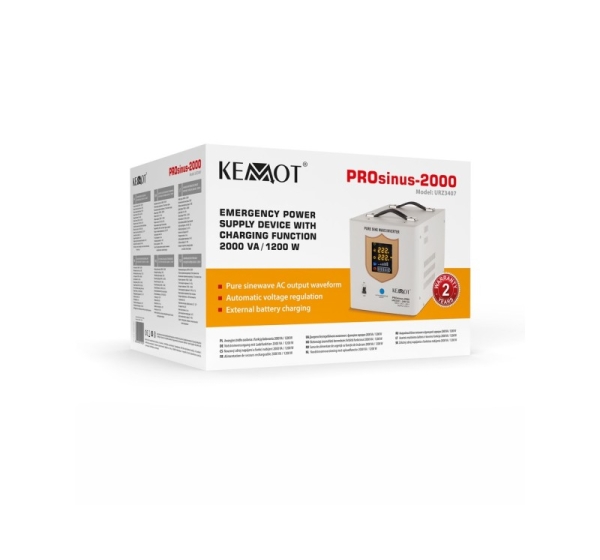KEMOT PROsinus-2000 emergency power supply unit – a pure sine wave inverter with a 12V charging function, 230V, 2000VA/1200W