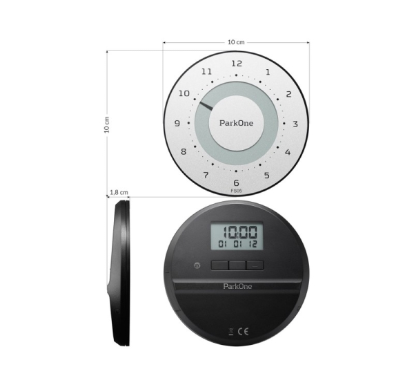Needit ParkOne parking disc Black, White, Metallic Electronic