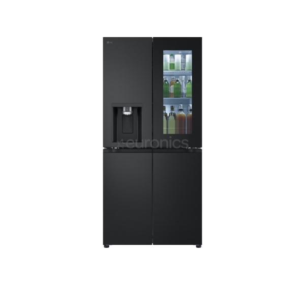LG, NoFrost, Instaview, 508 л, высота 179 см, черный - SBS-холодильник