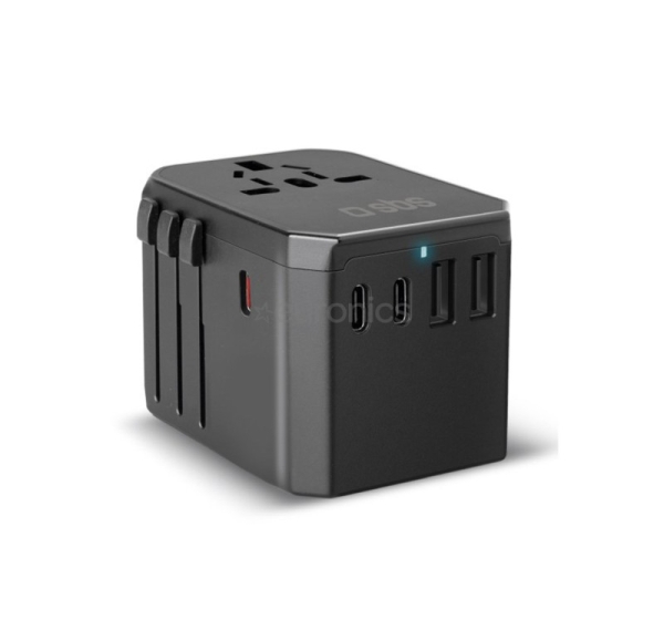 SBS GaN universal travel adapter, 70 W, black - Power adapter