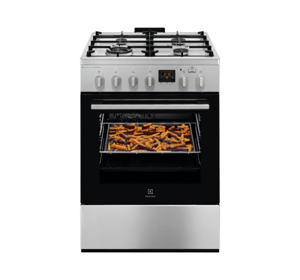 Electrolux 600 Series SteamBake, 58 L, width 60 cm, stainless steel - Gas cooker with electric oven