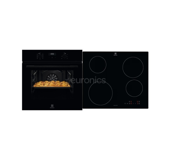 Electrolux 600 SteamBake, 65 л, черный - Интегрируемый духовой шкаф + индукционная варочная панель