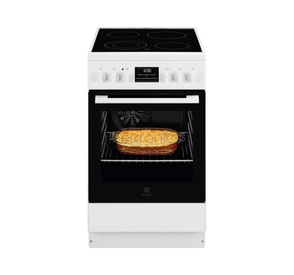 Electrolux 600 Series, 58 L, width 50 cm, white - Ceramic cooker