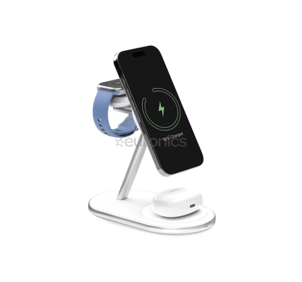 Puro Mag Station 3-in-1 Charging Stand, MagSafe, Qi2, balta - Bezvadu lādētājs