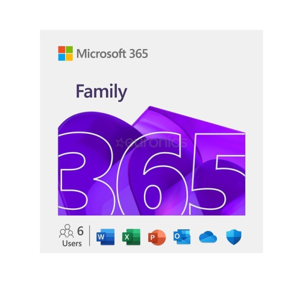 Microsoft 365 Family, 12-month subscription, 6 users / 5 devices, 1 TB OneDrive, ENG - Software