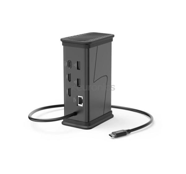 Hama Connect2Office, USB-C, 9 ports, 100 W, pelēka - Portatīvā datora dokstacija