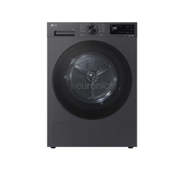 LG, siltumsūkņa tehnoloģija, 9 kg, dziļums 66 cm, matēta melna - Veļas žāvētājs