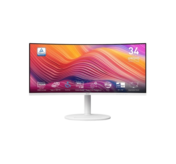 MSI Modern MD342CQPW, 34'', UWQHD, 120Hz, USB-C, izliekts, balta - Monitors