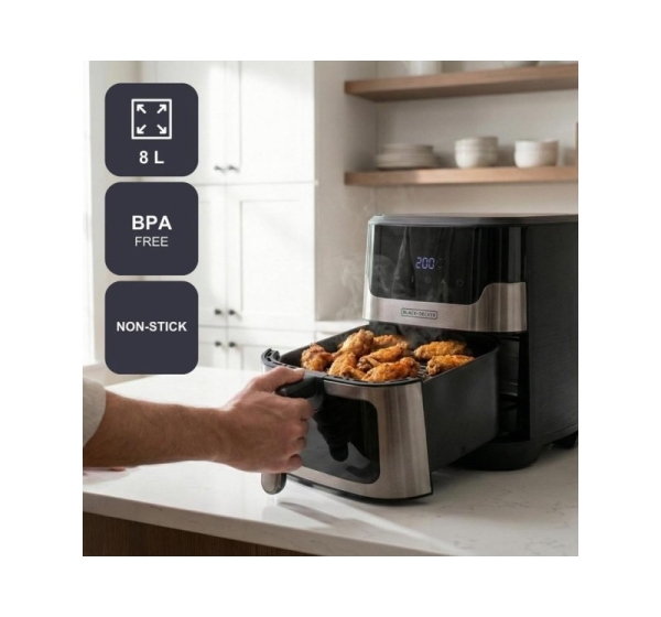 Black+Decker BXAF8001E 1700 W 8 L oil-free deep fryer, black