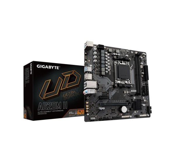 GIGABYTE A620M H Motherboard - Supports AMD Ryzen 8000 CPUs, 5+2+2 Phases Digital VRM, up to 7200MHz DDR5 (OC), 1xPCIe 4.0 M.2, GbE LAN, USB 3.2 Gen 1
