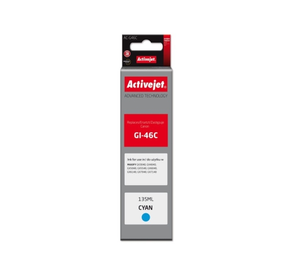Activejet AC-G46C Ink cartridge for Canon printers, replacement for Canon GI-46C; Supreme; 135 ml; cyan
