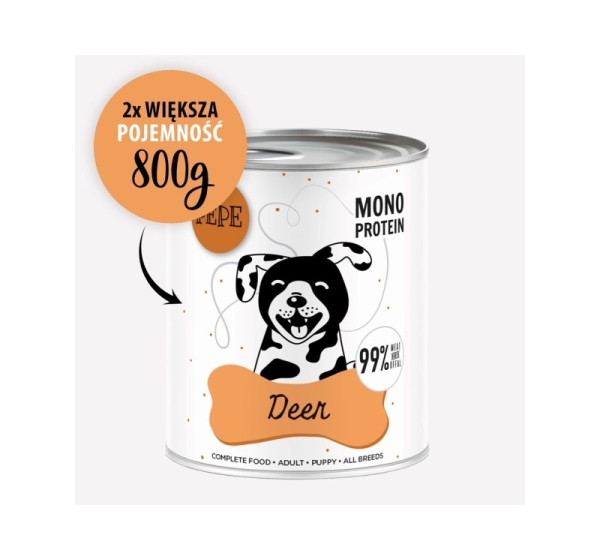 PAKA ZWIERZAKA PEPE Venison mono - wet dog food - 800g