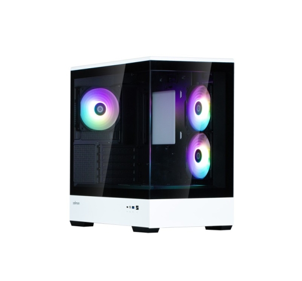 Zalman P30 BW, mATX Mini Tower PC Case, 3 x 120mm ARGB Fans, Black/White