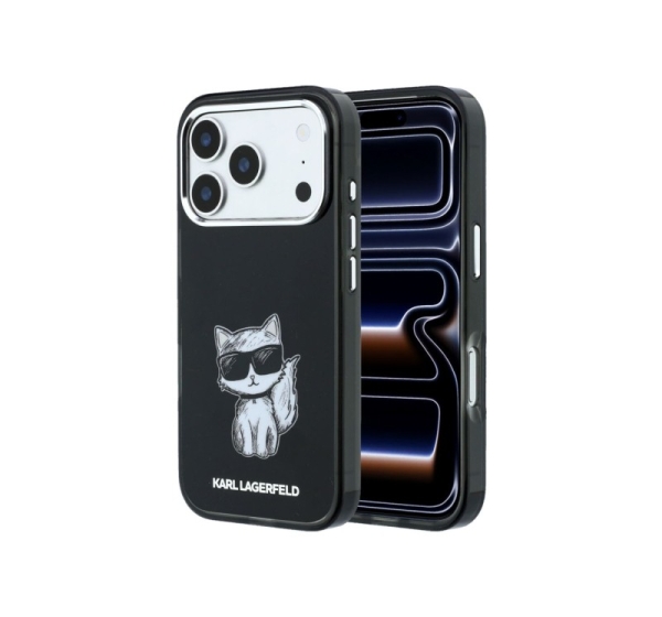 Karl Lagerfeld Apple  iPhone 18 Pro HC MagSafe IML Choupette Body Sketch Print Black