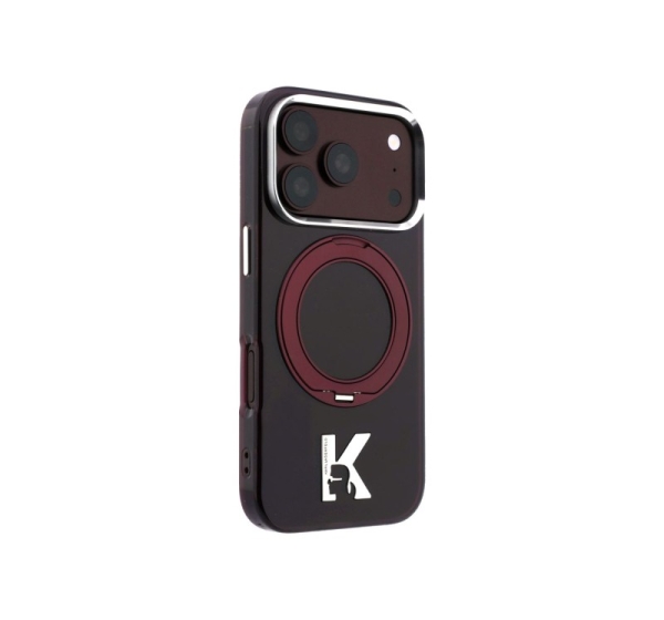 Karl Lagerfeld Apple  iPhone 18 Pro HC MagSafe IML Ring Stand 360 Kameo Metal Burgundy