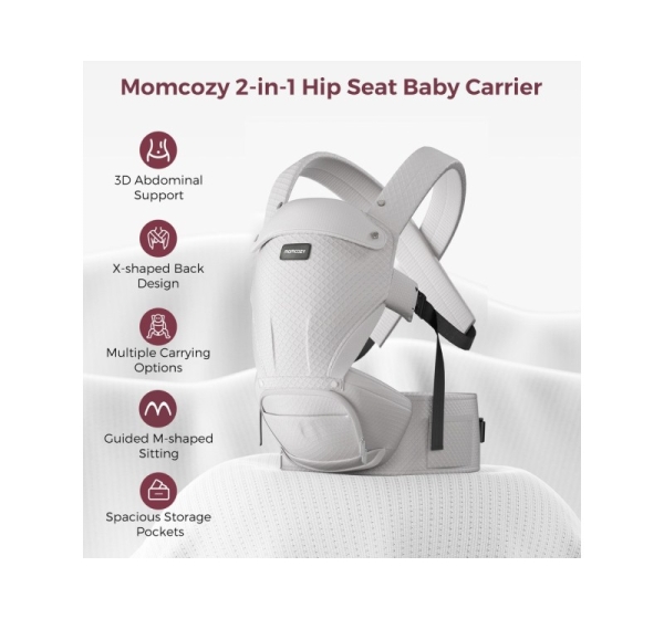 Momcozy Air Mesh Hip Seat Baby Carrier, Grey